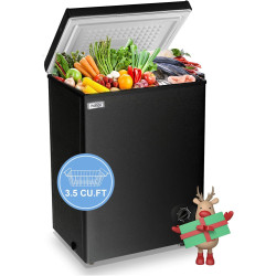 Chest Freezer Small Deep Freezer WANAI 3.5 Cu.Ft Mini Freezer Black Free-Standing Top Door Freezer Adjustable 7 Thermostat and Removable Basket Open Deep Freezer Apartment Kitchen, Black