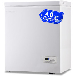 4.0 Cu.ft Chest Freezer with Electronic Panel, Accurate Temperature Display to 1 ℉, White Deep Freezing Machine with 2 Removable Baskets, Compact Size for Any Space