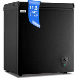 WANAI Chest Freezer Small Deep Freezer with Large Capacity Fast Freezing Freezers for Home Office Dorm with One Removable Basket, Wheels & Adjustable Feet, 7 Temp Control from -12℉ to 50℉, Black