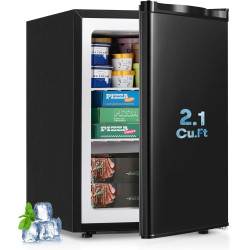 2.1 Cu.Ft Upright Freezer with Removable Shelf, 7 Adjustable Thermostat, Stand-up Single Door Compact Freezer with Rapid Cooling Technology for Home, Kitchen, Dorm, Black (2.1 CU.FT)