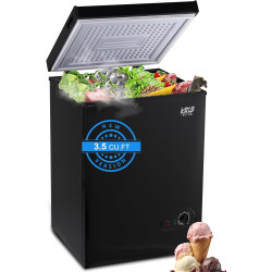 Mini Chest Freezer 3.5 Cu.Ft 7 Gears Temperature Control Compact Deep Freezer with Top Open Door and Removable Storage Basket Black
