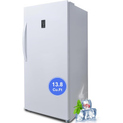SMETA Stand Up Upright Freezer 13.8 Cuft, Deep Freezer Upright Frost Free Standing Garage Ready Standup Freezerless Refrigerator with Glass Shelves, Convertible Vertical Freezer 14 Cu Ft, White