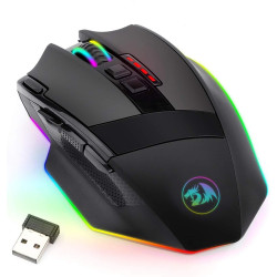 Redragon M801 Wireless Gaming Mouse, RGB Gaming Mouse with MMO 9 Programmable Macro Editing Buttons, UP 16000 Adjustable DPI, Ra