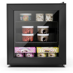 1.1 Cu Ft Mini Freezer Display Freezer with LED Light 2 Removable Shelves 7 Temperature Settings -8°F to 14°F Perfect for Liquor and Ice Cream