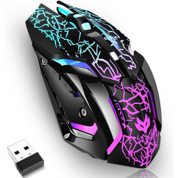 Wireless Gaming Mouse, Rechargeable Wireless Computer Mouse with Type-C Fast Charging, Ergonomic Mouse with 3 Adjustable DPI, 6 