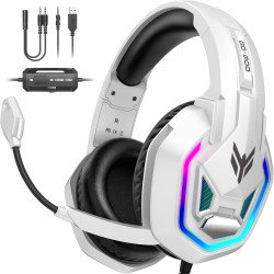 Gaming Headset for PS5, PS4, Xbox Series X|S, Xbox One, PC, Switch, Mac - RGB Over-Ear Headphones with 7.1 Surround Sound, Noise