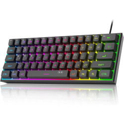MageGee Mini 60% Gaming Keyboard, RGB Backlit 61 Key Ultra-Compact Keyboard, TS91 Ergonomic Waterproof Mechanical Feeling Office