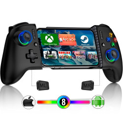 Mocagen Mobile Gaming Controller, MC2 Phone Controller for iPhone/Android Handheld Gaming with Programmable/Hall Effect Joystick