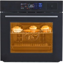 24" Single Wall Oven: Stainless Steel, Black, ETL Certified, 70L Built-In Electric, 3000W Power, 8 Cooking Functions & 108 Automatic Recipes, Led Touch Control