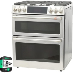 GE C2S950P2MS1 Cafe 30 inch Smart Double-Oven Range With Convection Bundle with Premium 3 YR CPS Enhanced Protection Pack