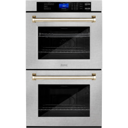 ZLINE 30" Autograph Edition Double Wall Oven with Self Clean and True Convection in Fingerprint Resistant Stainless Steel and Gold (AWDSZ-30-G)