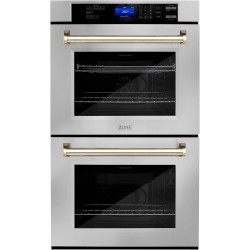 ZLINE 30" Autograph Edition Double Wall Oven with Self Clean and True Convection in Stainless Steel and Gold (AWDZ-30-G)