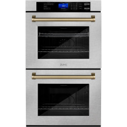 ZLINE 30" Autograph Edition Double Wall Oven with Self Clean and True Convection in Fingerprint Resistant Stainless Steel and Champagne Bronze (AWDSZ-30-CB)