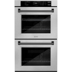 ZLINE 30 in. Autograph Edition Professional True Convection Double Wall Oven with Air Fry and Self Clean in Satin Stainless Steel with Matte Black Handles (WADSZ-30-MB)