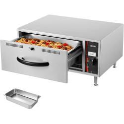 VEVOR Commercial Electric Drawer Warmer, Single-Drawer Stainless Steel Food Warmer, Freestanding Standard Warming Drawer Cabinet, 85°F–185°F Wide Temperature Range, for Restaurant, Hotel & Bakery