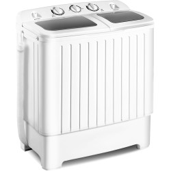 Giantex Portable Washing Machine, 20lbs Washer and Spinner Combo, Twin Tub 12lbs Wash & 8lbs Spin, Mini Compact Laundry Clothes Lavadora Portatil for Apartment Dorm RVs (White & Grey)