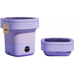 Portable Washing Machine, Mini Washer,16L Upgraded Large Capacity Foldable Washer.Deep Cleaning of Underwear, Baby Clothes and Other Small Clothes.Suitable for Apartments, Dormitories, Hotels.(Purple)