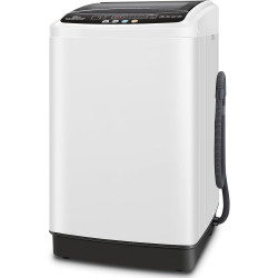 Nictemaw Portable Washing Machine, 20Lbs Capacity Full-Automatic Portable Washer, 2.8Cu.ft Washer and Dryer Combo with Drain Pump, LED Display, 10 Programs & 8 Water Levels, Slow-Close Glass Lid