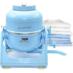 WonderWash Portable Washing Machine for Apartment & Tiny Spaces - Manual Hand Clothes Washer with Retro Design - Clean Laundry Anywhere with Our Countertop, Non-Electric, Small Washer - Blue