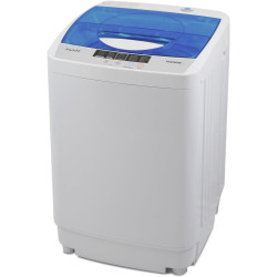 Panda 1.34 Cu.ft Portable Washing Machine, Fully Automatic Laundry Washer with Built-in Drain Pump, Top Load Clothes Washer 10 LBS Load Volume for Apartment and Household, Blue Transparent Lid