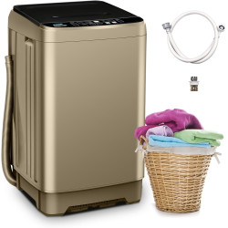 Portable Washing Machine, 17.7lbs Full-Automatic Small Washing Machine for Apartment, 10 Wash Programs with Drain Hose Dorm Size Portable Washer for RV, Home, College, Gold