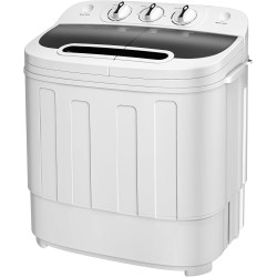 SUPER DEAL Compact Mini Twin Tub Washing Machine 13lbs Capacity Portable Washer Wash and Spin Cycle Combo, Built-in Gravity Drain for Camping, Apartments, Dorms, College, RV’s and Small Spaces