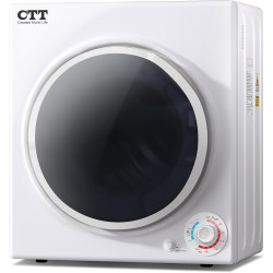 CTT 3.5 Cu. Ft. Clothes Dryer, 1500W Electric Dryers for Clothes, 110V Electric Clothes Dryer with Stainless Steel Drumble for 13.2 lbs. with 4 Automatic Drying Modes (White)