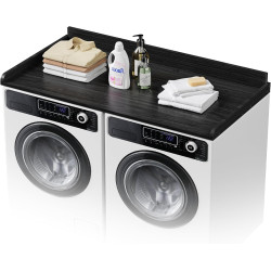 COOLBEBE Washer Dryer Countertop, Wood Washer Dryer Topper with Edge, Washer and Dryer Covers for The Top for Laundry Room Organization, 54" W x 27.5" D Black