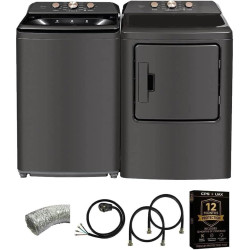 Midea MLTW41A1KIT1 Gray Top Load Washer and Dryer Pair MLTW41A1BGPR 4.1 Cu Ft High Efficiency Washer and 6.7 Cu Ft Ele