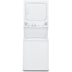 GE GUD24GSSMWW Unitized Spacemaker 2.3 Washer with Stainless Steel Basket and 4.4 Cu. Ft. Capacity Gas Dryer, White
