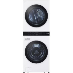 LG WashTower Stacked Smart Laundry Center 4.5 Cu.Ft. Front Load Washer & 7.4 Cu.Ft. Electric Dryer in White w/Steam WKEX200HWA