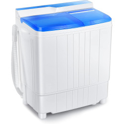 Giantex Portable Washing Machine, Twin Tub Washer and Dryer Combo, 13lbs Compact Mini Laundry Clothes Washer, Built-in Drain Pump, Semi-Automatic Wash and Spin Cycle for Apartment Dorm Camping RV