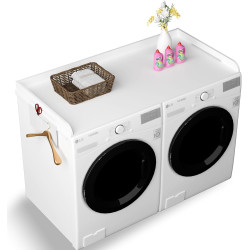 Washer and Dryer Countertop，27.5" x 54" Laundry Countertop with Pockets Washing Machine Textile Top Cover Washer and Dryer Countertop with Handrails (White)