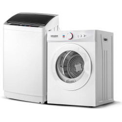 ROVSUN 1.8CuFt Portable Clothes Dryer and 17.8LBS Full-Automatic Washing Machine Set, Compact Laundry Washer and Dryer Combo Set with Stainless Steel Inner Tub, for Apartment, Dorms, Home