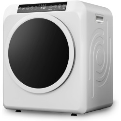 ROVSUN 13.2LB Portable Clothes Dryer, 3.5 Cu.Ft High End Front Load Tumble Laundry Dryer with LCD Touch Screen, Stainless Steel Tub for Apartment, Home, Dorm-110V, Classic White