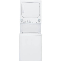 GE GUD27ESSMWW Unitized Spacemaker 3.8 Washer with Stainless Steel Basket and 5.9 Cu. Ft. Capacity Electric Dryer, White