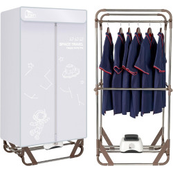 Uten Clothes Dryer, 1500W Power Electric Clothes Dryer Machine with Timer, 2-Tier Laundry Drying Wardrobe, Foldable Drying Rack for Travel, Apartments, RV, Home