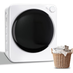 1.8 Cu.Ft Compact Portable Dryer, Electric Clothes Dryer with 5 Automatic Drying Modes and Stainless Steel Tub, Simple Control Knob for Apartment, Dorm and Small Spaces, White