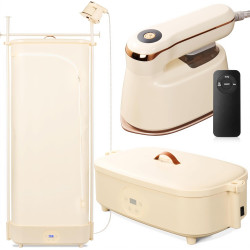 3 in 1 Portable Clothes Dryer, Hanging Iron & Drying Rack, 1000W Small Compact Foldable Electric Laundry Dryers Machine with Timer, Remote Control, Steam Iron for Travel, RV, Home, Apartment