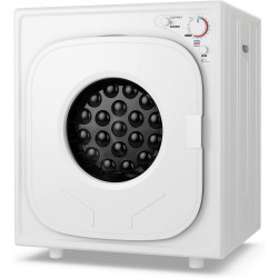 Portable Dryer Stainless Steel Clothes Dryer with Touch Panel 2 Modes 4 Drying Programs and Adjustable Exhaust Vent 13.2 LBS Front Load Tumble Laundry Dryer for Apartment Dorm and Home 1500W White