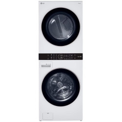 LG WashTower Stacked Smart Laundry Center 4.5 Cu.Ft. Front Load Washer & 7.4 Cu.Ft. Electric Dryer in White WKE100HWA
