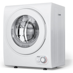 ROVSUN 110V Portable Clothes Dryer, High End Laundry Front Load Tumble Dryer Machine with Stainless Steel Tub & Simple Control Knob for Apartment, Dorm-850W, White