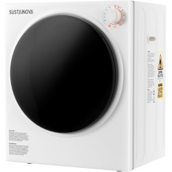 Elevon Compact Laundry Dryer, 2.6 cu ft Front Load Stainless Steel Clothes Dryers with Exhaust Pipe, 1400W, Control Panel Four-Function Portable Dryer For Apartments, Home, White/Black