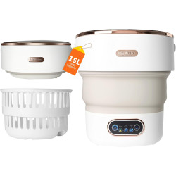 Portable Washing Machine 15L, Mini Washer with 4 Modes and Spin Basket, Large Capacity Laundry Washer Deep Cleaning for Underwear,Baby Clothes, Foldable Washing Machine for Apartments,Camping,Travel