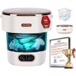5.0 New Upgraded Portable Washing Machine 16L Mini Foldable Washer [SGS certified German high-efficiency motor] [UV-C blue light cleaning]Foldable Design Ideal for Hotel, Home, Apartment and Campain