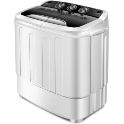 Giantex Portable Compact 13 Lbs Mini Twin Tub Washing Machine Washer Spin Dryer (Black&White)