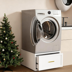 Laundry Pedestal Heavy Duty Metal Washer and Dryer Pedestals, 16"H Universal Fit Washer Stand Base, Washing Machine Stand with Storage Drawer, 440lbs Mini Fridge Stand, (White, 1PCS)