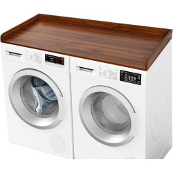 2-Tier Washer Dryer Countertop: Laundry Countertop with Edge Rails,Washer and Dryer Covers for The Top, Wood Laundry Topper for Organization,54" W x 27.5" D x 12" H (Brown)