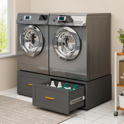 2 Pack Metal Washer and Dryer Pedestals, 28" W Heavy Duty Washer Dryer Pedestal, 16" H Washer Pedestal with Drawer, 440LBS Universal Laundry Pedestal for Washer and Dryer (2pack-Black)
