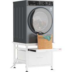 Garvee 29" Heavy Duty Metal Washer and Dryer Pedestals with Pullout-Shelf and Drawer, Universal Fit Anti-Vibration Washer Dryer Base with Adjustable Feet, Up to 850 LBS Capacity, 29"x29''x23'', White